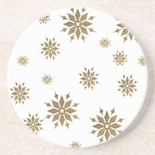 Golden snowflakes sandstone coaster