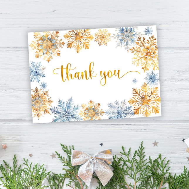 Golden Snowflakes Thank You Card (Creator Uploaded)