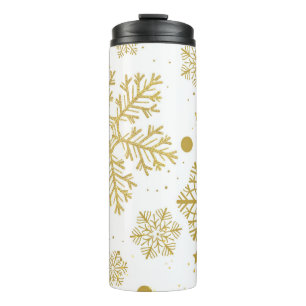 Golden snowflakes thermal tumbler