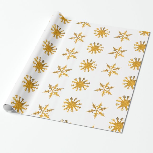 Golden snowflakes Wrapping paper (Unrolled)