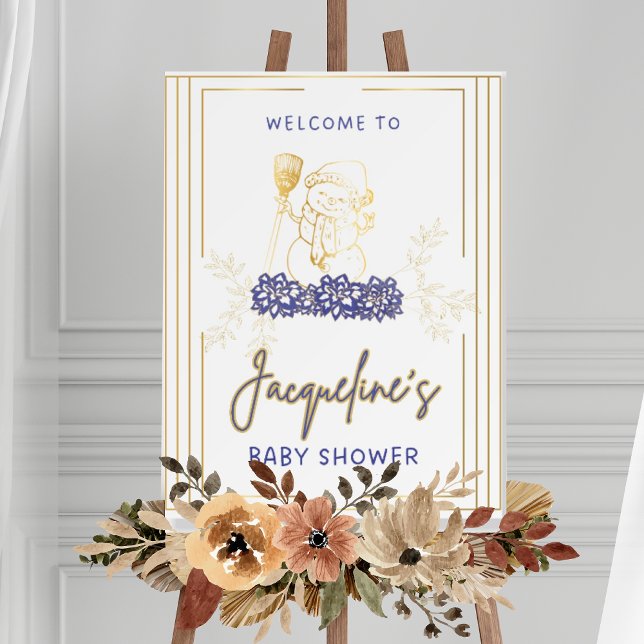 Golden snowman Purple theme babyshower banner Foam Board (Creator Uploaded)