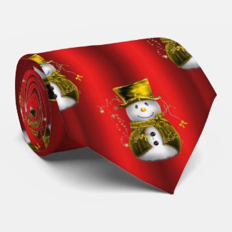 Golden Snowmen on Red