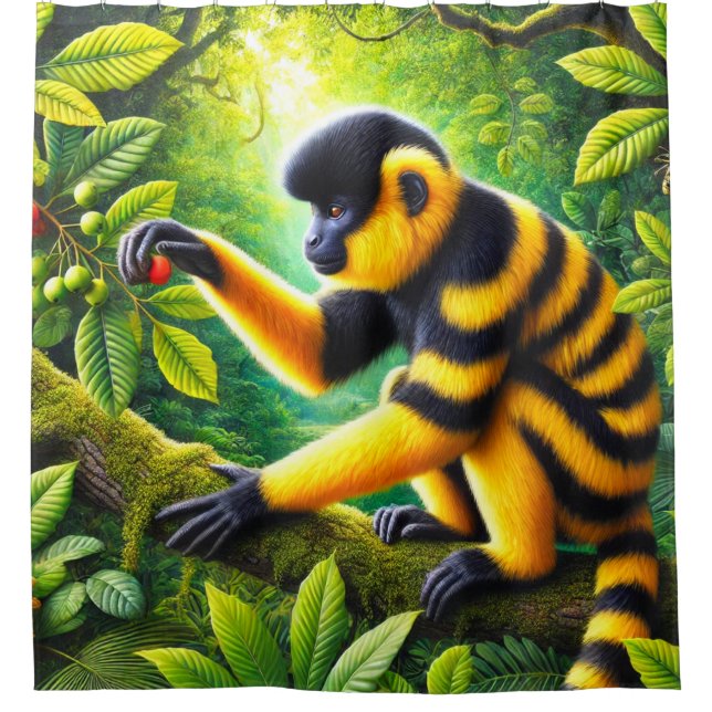 Golden Snub Nosed Monkey Striking Jungle Shower Curtain (Front)