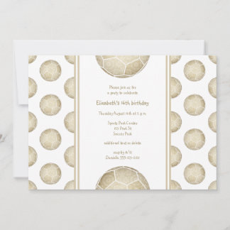 golden soccer balls pattern sports party invitation