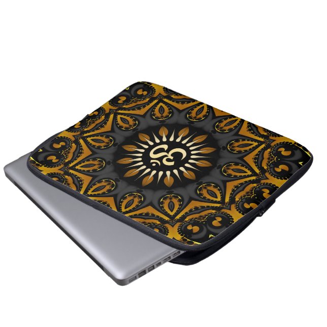 Golden Solar Aum Flowe Laptop Sleeve (Front Bottom)