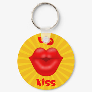 Golden Solar Rays Red lips big kiss Keychain