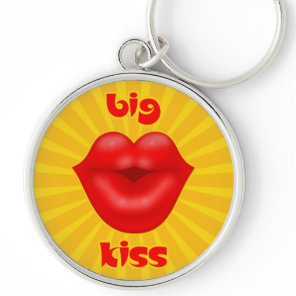 Golden Solar Rays Red lips big kiss Keychain