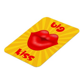 Golden Solar Rays Red Lips Big Kiss Magnet by sumwoman at Zazzle