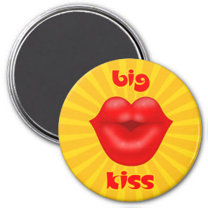 Golden Solar Rays Red lips big kiss Magnet