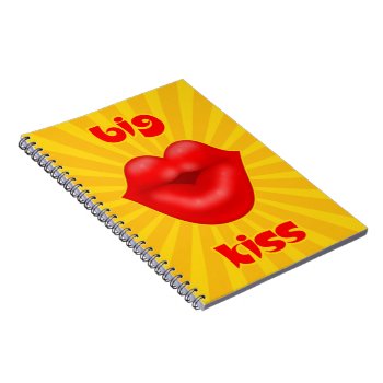 Golden Solar Rays Red Lips Big Kiss Notebook by sumwoman at Zazzle