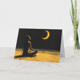 Golden Solitude, Moonlight Meditation Affirmation Card