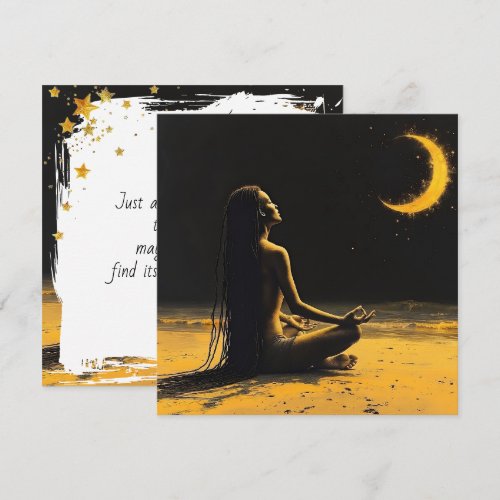 Golden Solitude, Moonlight Meditation Affirmation Card