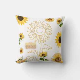 Golden Soul - Vintage Sunflower Aesthetic Collage Throw Pillow