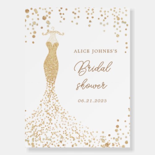 Golden Sparkle Bride Dress Bridal Shower Foam Board
