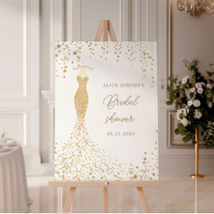 Golden Sparkle Bride Dress Bridal Shower Foam Board