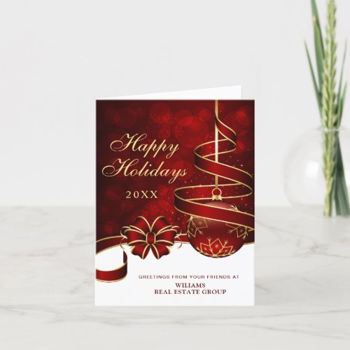 Golden Sparkle Christmas Ball Corporate Greeting Holiday Card