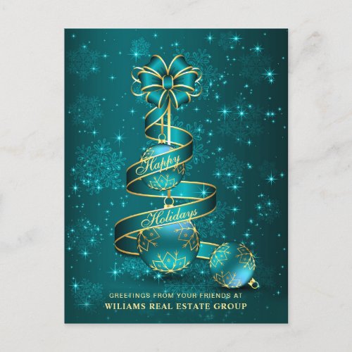 Golden Sparkle Christmas Ball Corporate Greeting Postcard