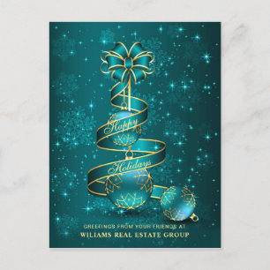Golden Sparkle Christmas Ball Corporate Greeting Postcard