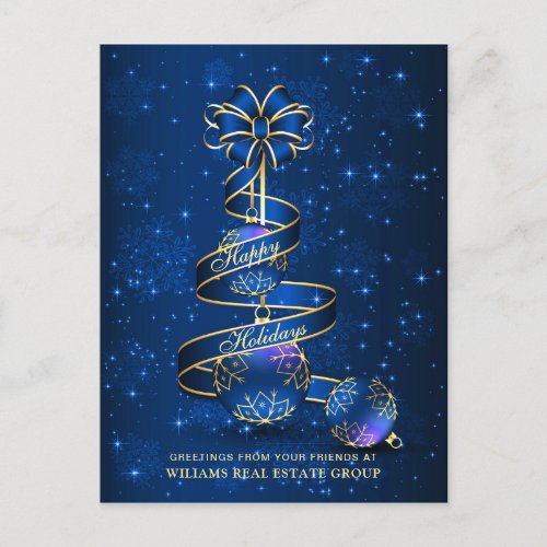 Golden Sparkle Christmas Ball Corporate Greeting Postcard