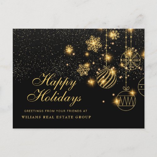 Golden Sparkle Christmas Balls Corporate Greeting Postcard