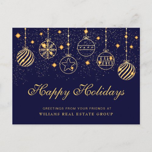 Golden Sparkle Christmas Balls Corporate Greeting Postcard