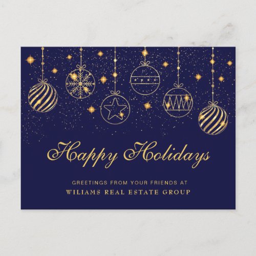 Golden Sparkle Christmas Balls Corporate Greeting Postcard