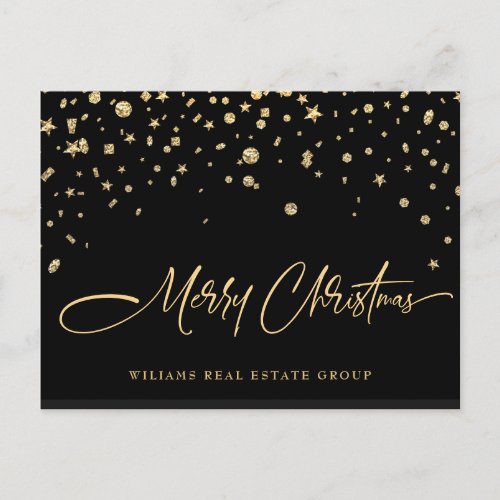Golden Sparkle Christmas Stars Corporate Greeting Postcard