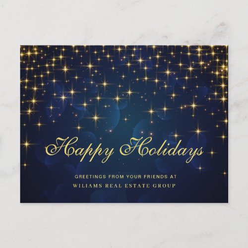 Golden Sparkle Christmas Stars Corporate Greeting Postcard