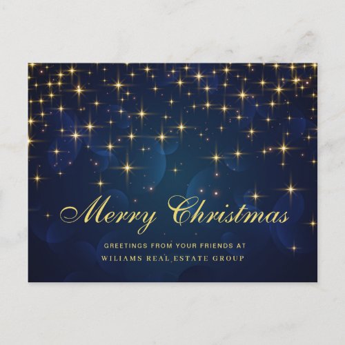 Golden Sparkle Christmas Stars Corporate Greeting  Postcard