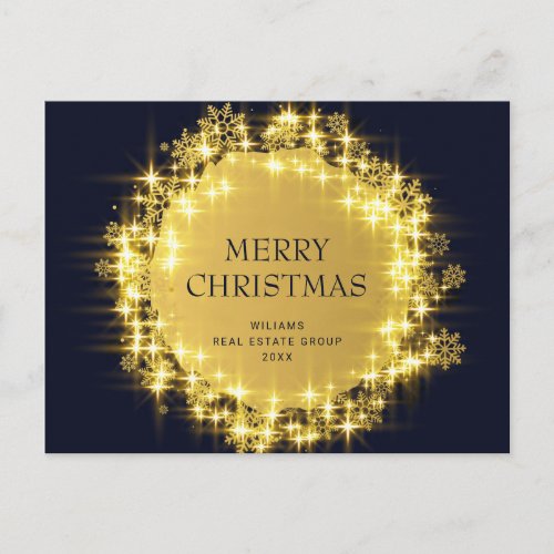 Golden Sparkle Christmas Stars Corporate Greeting  Postcard