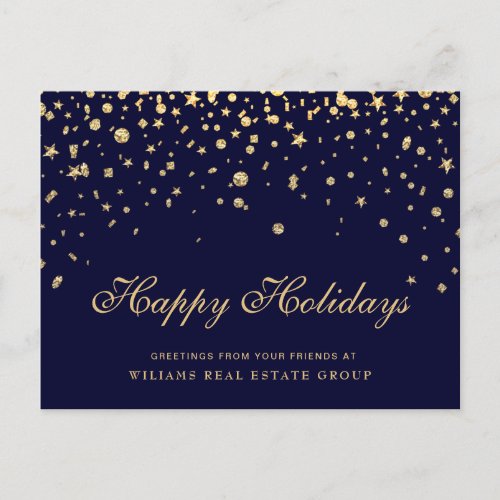 Golden Sparkle Christmas Stars Corporate Greeting Postcard