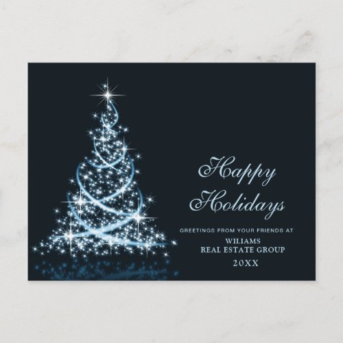 Golden Sparkle Christmas Stars Corporate Greeting Postcard
