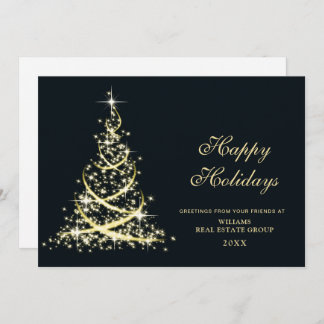 Golden Sparkle Christmas Tree Corporate Greeting Holiday Card