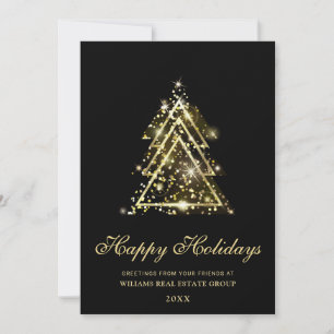 Golden Sparkle Christmas Tree Corporate Greeting Holiday Card
