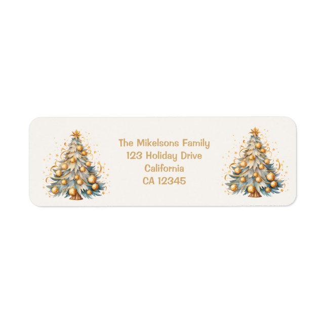 Golden Sparkle Christmas Tree Glow Label (Front)