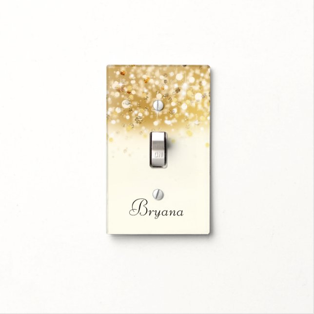 Golden Sparkle Lights Glam Light Switch Cover (In Situ)
