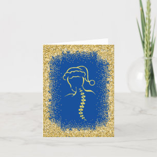 Golden Sparkle Spinal Santa Outline Card