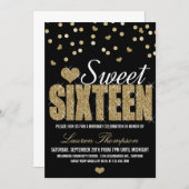 Golden Sparkle Sweet 16 Party Invitations (Front/Back)