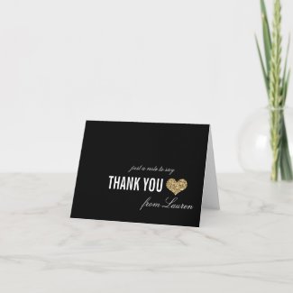 Golden Sparkle Sweet 16 Thank You Card