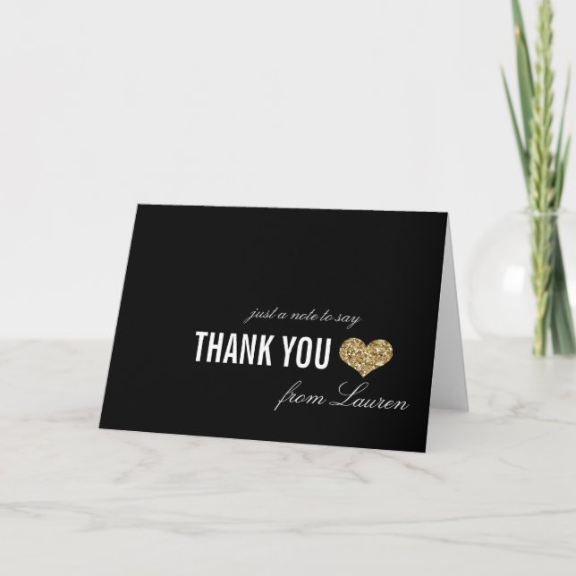 Golden Sparkle Sweet 16 Thank You Card (Front)
