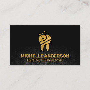 Golden Sparkle Tooth Geometric Background Business Card