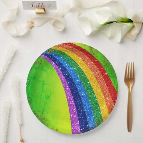 Golden Sparkles and Glitter Rainbow Unicorn Green