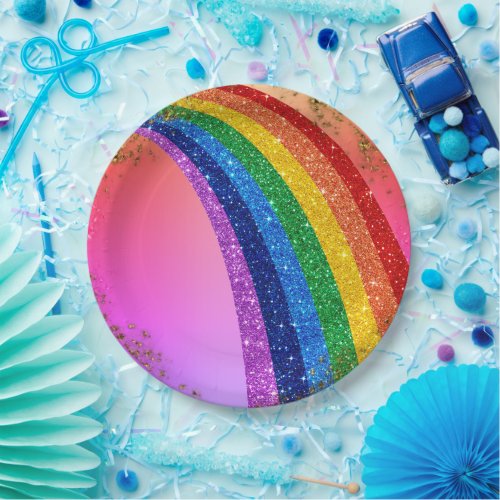 Golden Sparkles and Glitter Rainbow Unicorn Pink