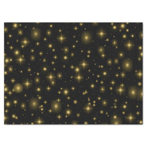 Golden Sparkles and Stars in Night Sky Tissue Paper