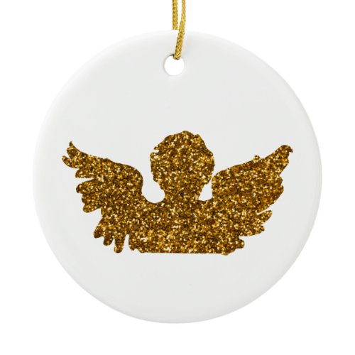 Golden Sparkling Christmas Angel Ceramic Ornament