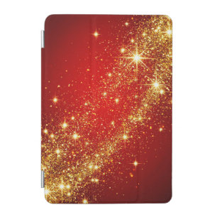 Golden Sparkling Trail on Vibrant Red Background iPad Mini Cover