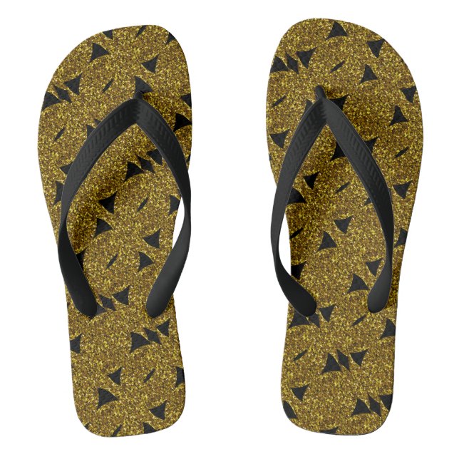 Golden sparkly abstract pattern flip flops (Footbed)