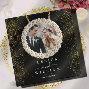 Golden Sparkly Elegant Custom Wedding Photo Album  3 Ring Binder