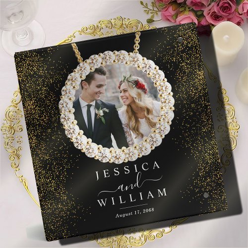 Golden Sparkly Elegant Custom Wedding Photo Album  3 Ring Binder