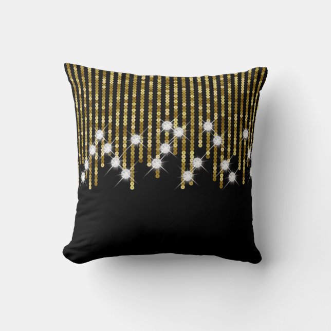 Golden & Sparkly Throw Pillow (Front)